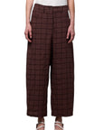 Neirami pantalone a quadri in lino e viscosa