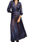 Dixie abito lungo rigato con foulard