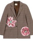 Dixie blazer check con fiori dipinti