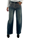Philia Loft Jeans wide leg con strass