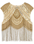 Dixie top ricamato con perline e frange