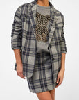 DIXIE giacca con spille check grigio/blu