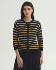 NiceThings Cardigan rigato in lino/viscosa