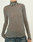 SOUVENIR maglia collo alto rigata in misto cashmere