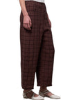 Neirami pantalone a quadri in lino e viscosa