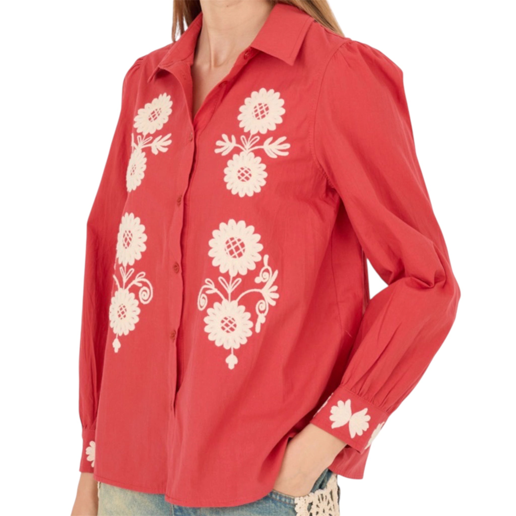 Souvenir camicia in cotone con ricami
