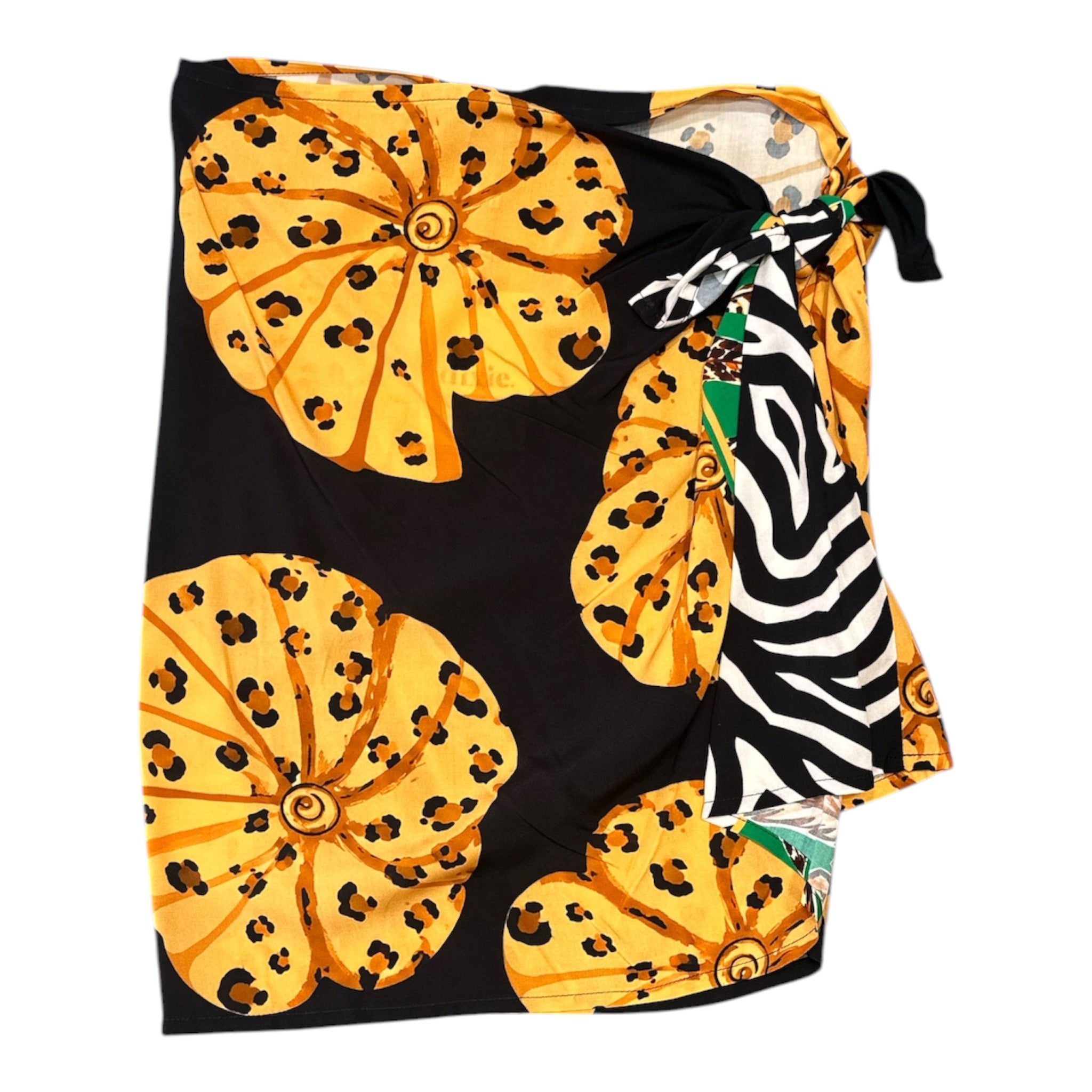 Dixie mini gonna pareo fantasia fiori nero/arancio