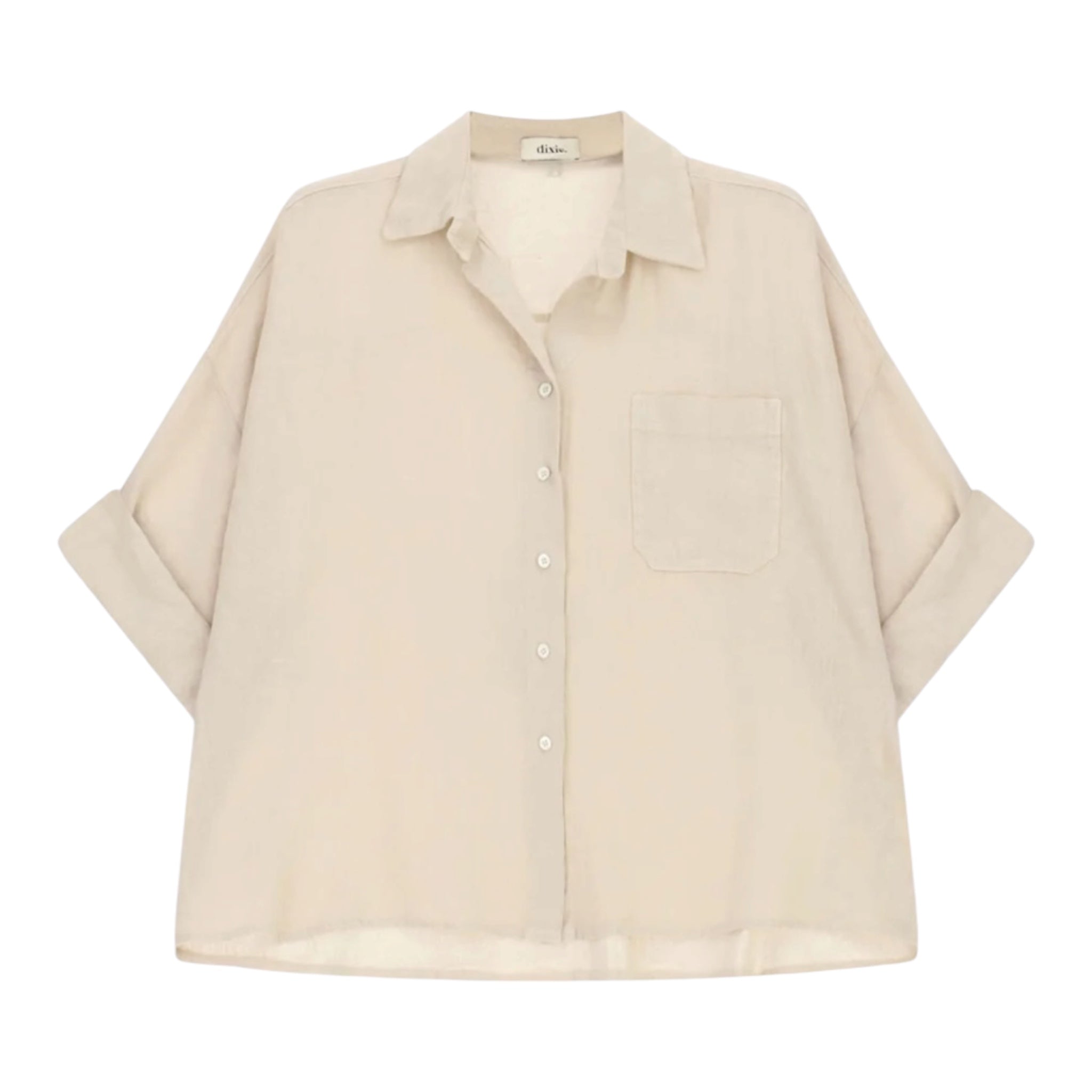 Dixie camicia con colletto in lino manica 3/4