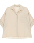 Dixie camicia con colletto in lino manica 3/4