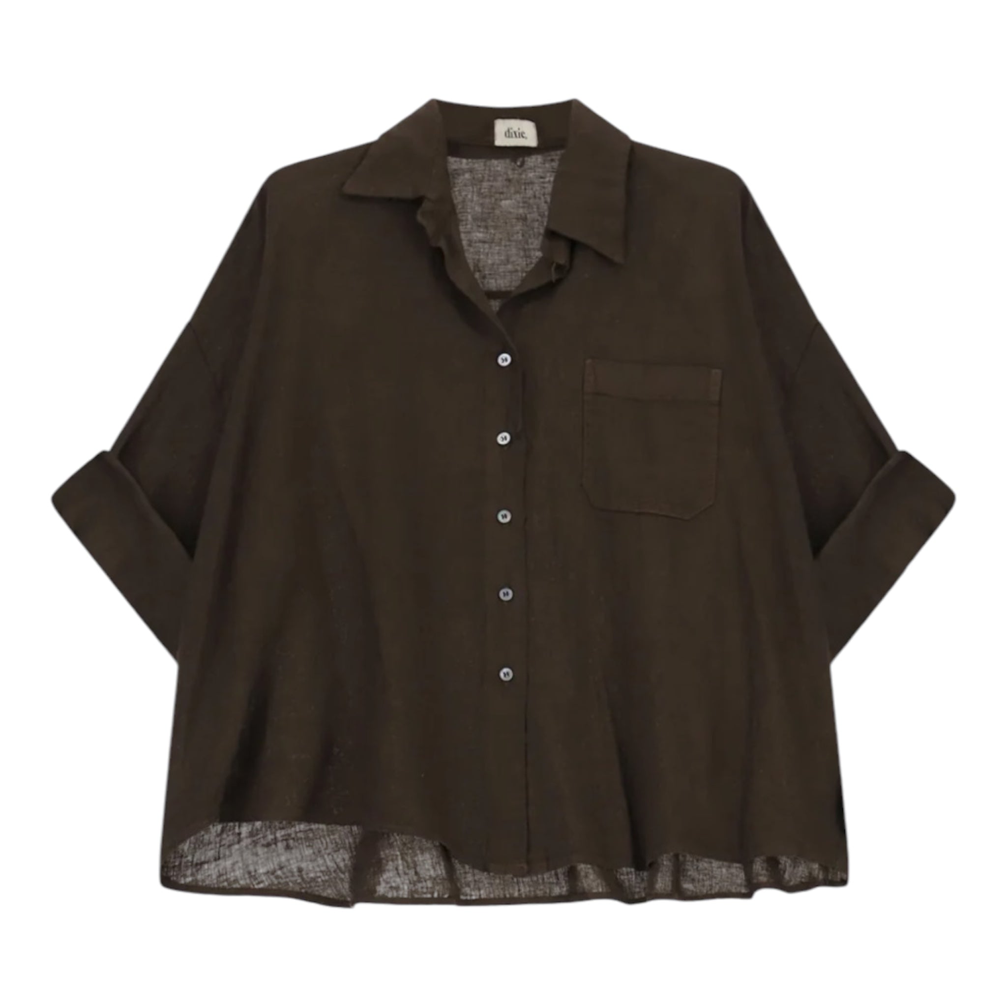 Dixie camicia con colletto in lino manica 3/4