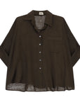 Dixie camicia con colletto in lino manica 3/4