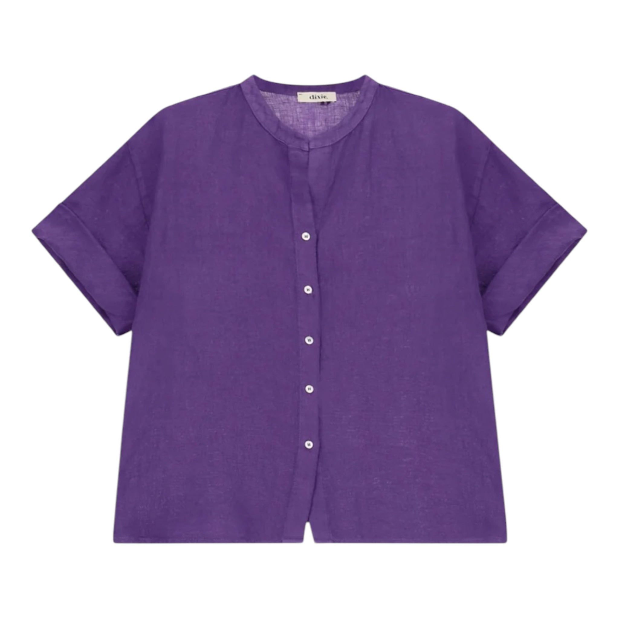 Dixie camicia coreana in lino mezza manica