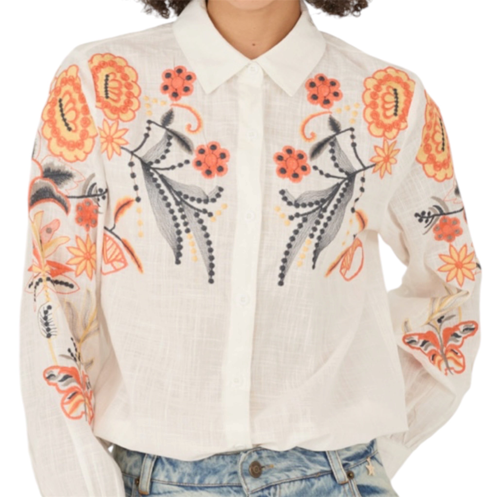 Souvenir camicia con fiori ricamati
