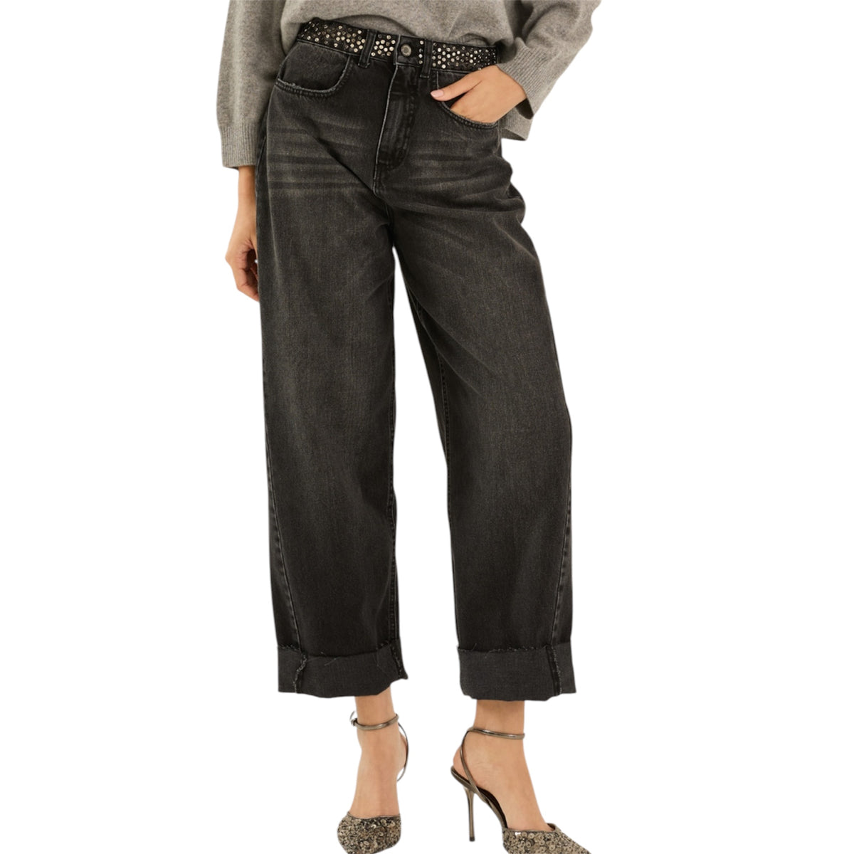 Souvenir jeans con borchie in vita