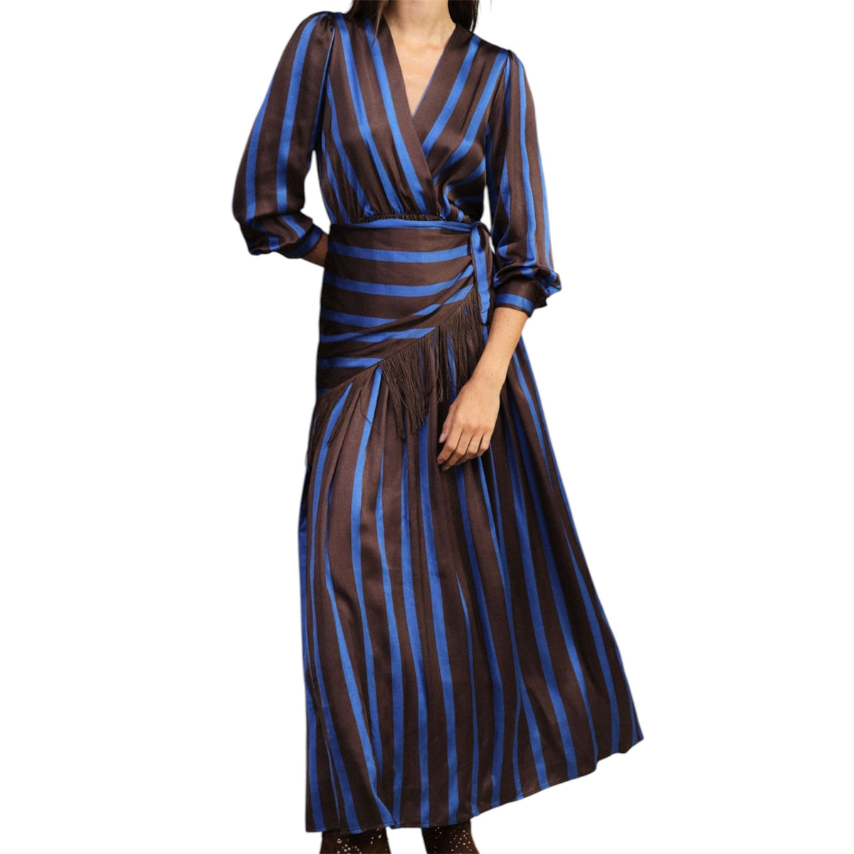 Dixie abito lungo rigato con foulard