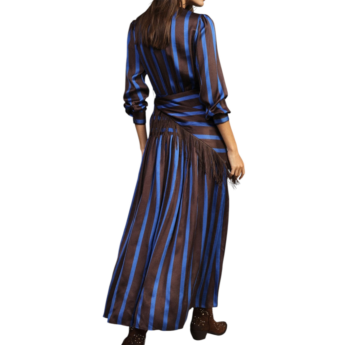 Dixie abito lungo rigato con foulard