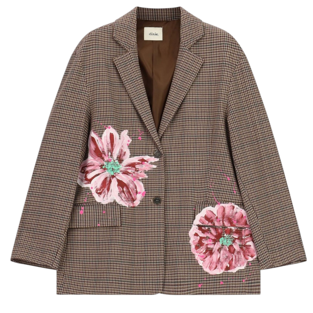 Dixie blazer check con fiori dipinti