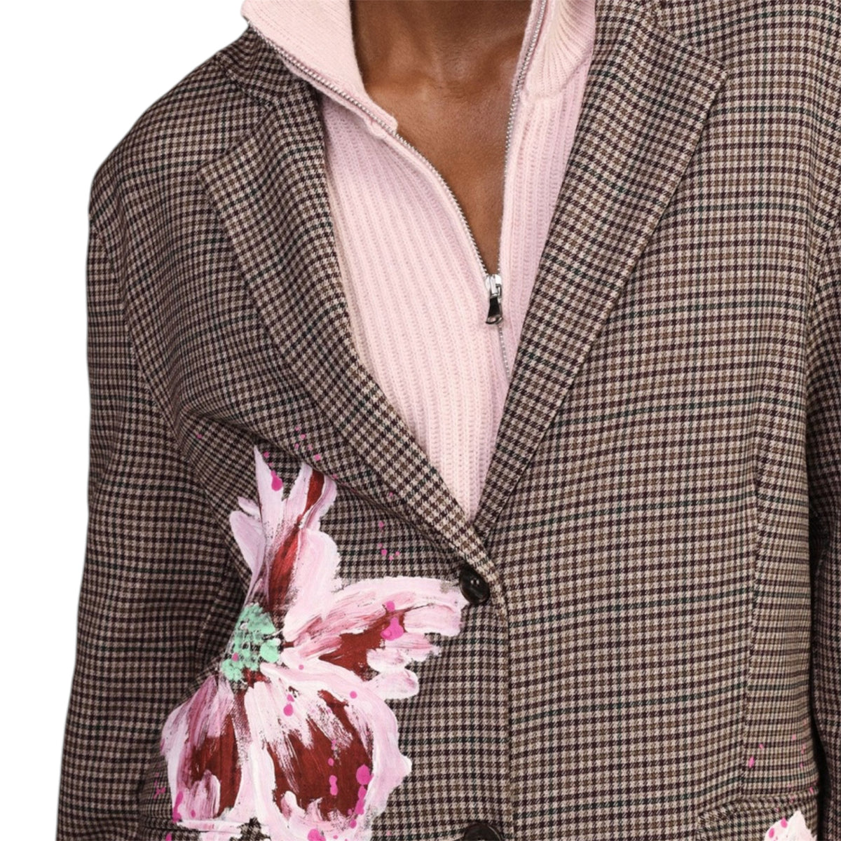 Dixie blazer check con fiori dipinti