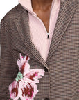 Dixie blazer check con fiori dipinti