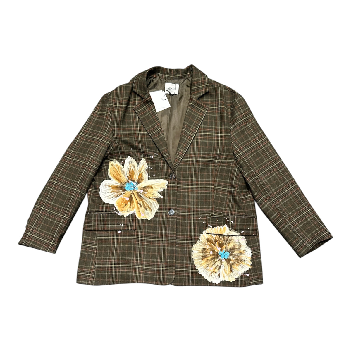 Dixie blazer check con fiori dipinti