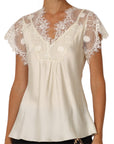 Philia loft t-shirt satin con pizzo mezza manica