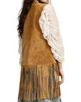 Dixie gilet in renna con frange