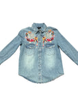 Souvenir camicia denim con ricami e perline