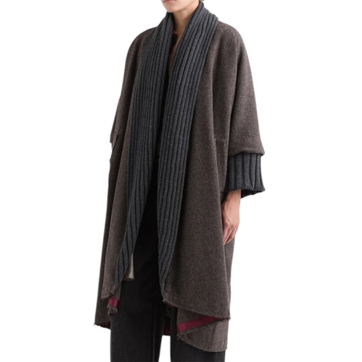 Alessia Santi cappotto lungo con inserti in maglia