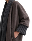 Alessia Santi cappotto lungo con inserti in maglia