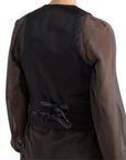 Alessia Santi gilet floreale in velluto millerighe