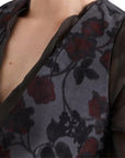Alessia Santi gilet floreale in velluto millerighe