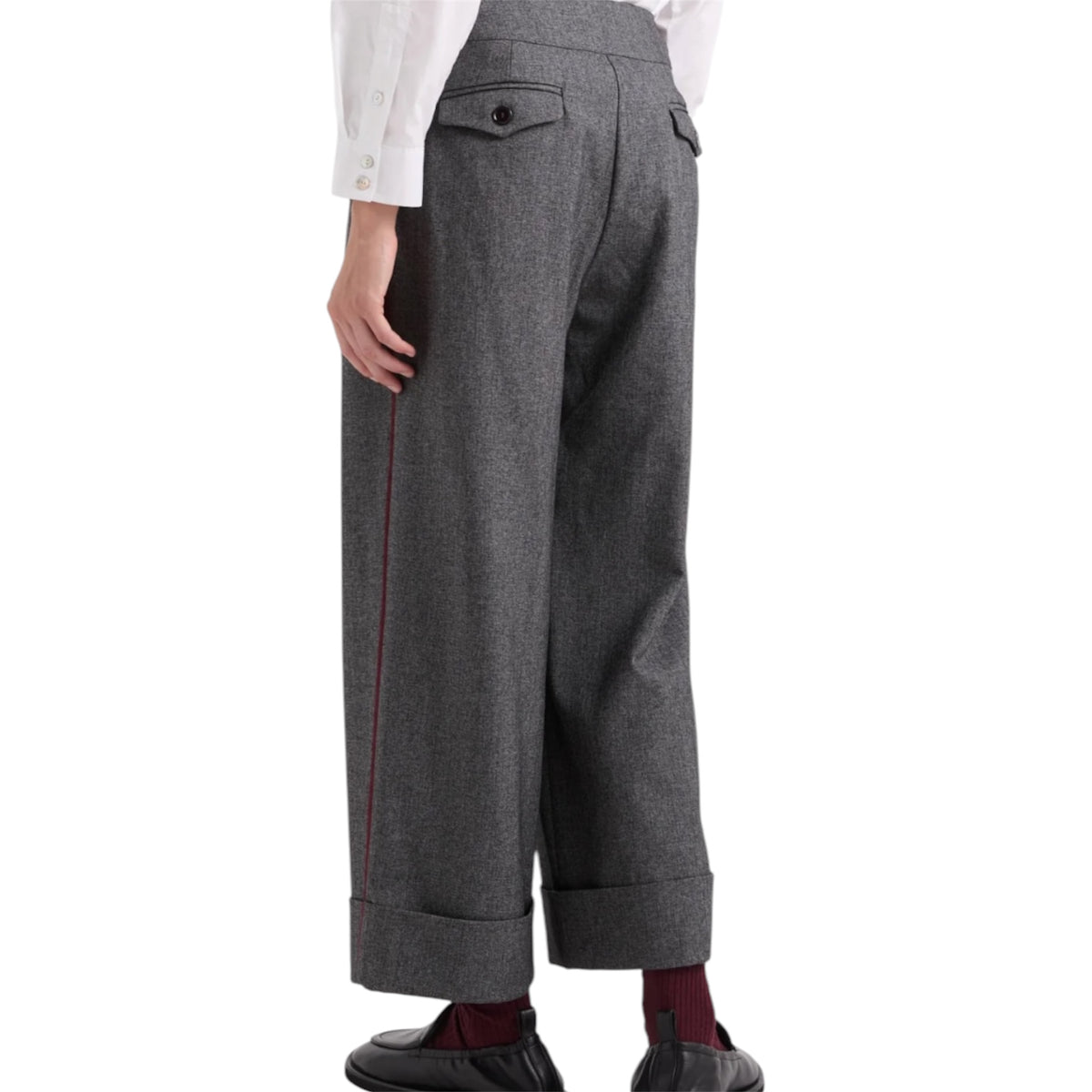 Alessia Santi pantalone cropped con risvolto e banda laterale