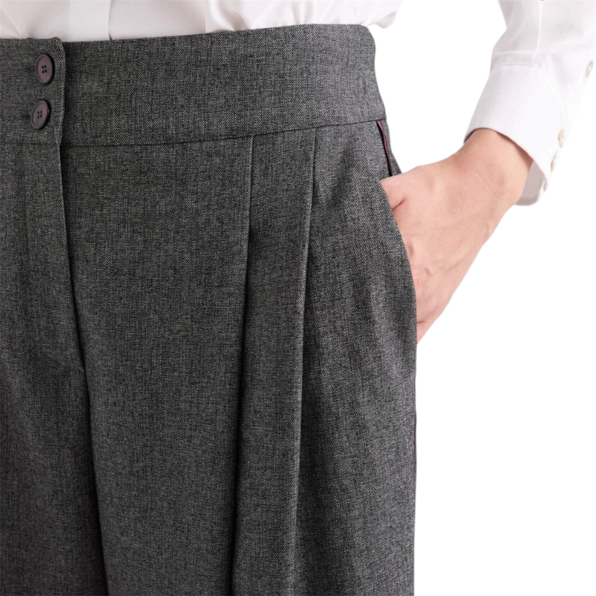 Alessia Santi pantalone cropped con risvolto e banda laterale